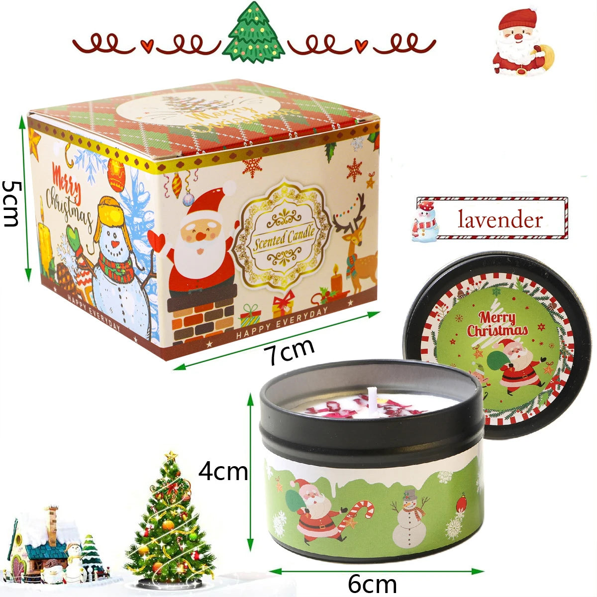 Christmas scented soy candle jars with dried flowers