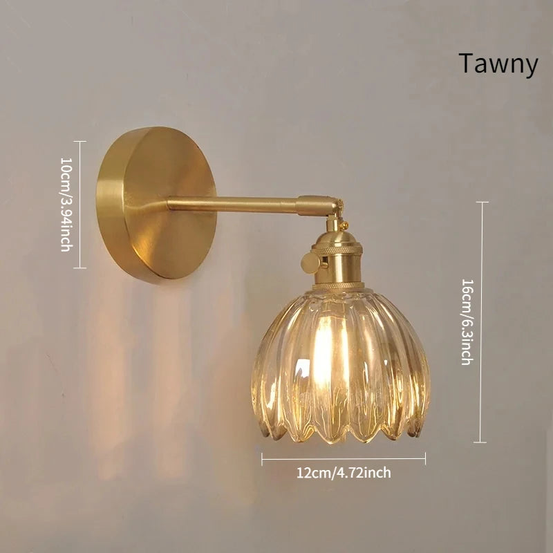 Vintage Green Tulip Glass Wall Lamp