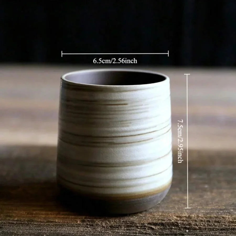 Japanese-style kiln-glazed stoneware coffee mug