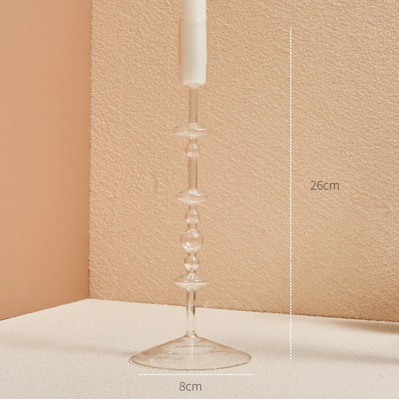 Clear glass Nordic candle holder with candlelight