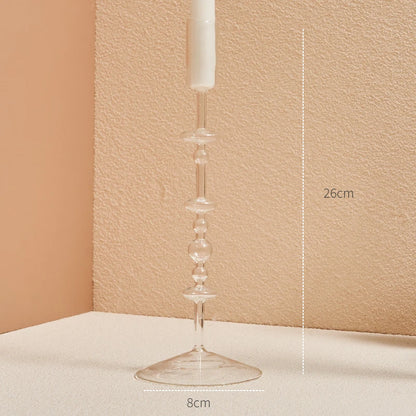 Clear glass Nordic candle holder with candlelight
