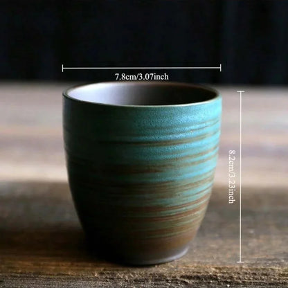 Japanese-style kiln-glazed stoneware coffee mug