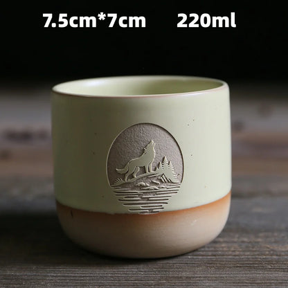 Japanese-style kiln-glazed stoneware coffee mug