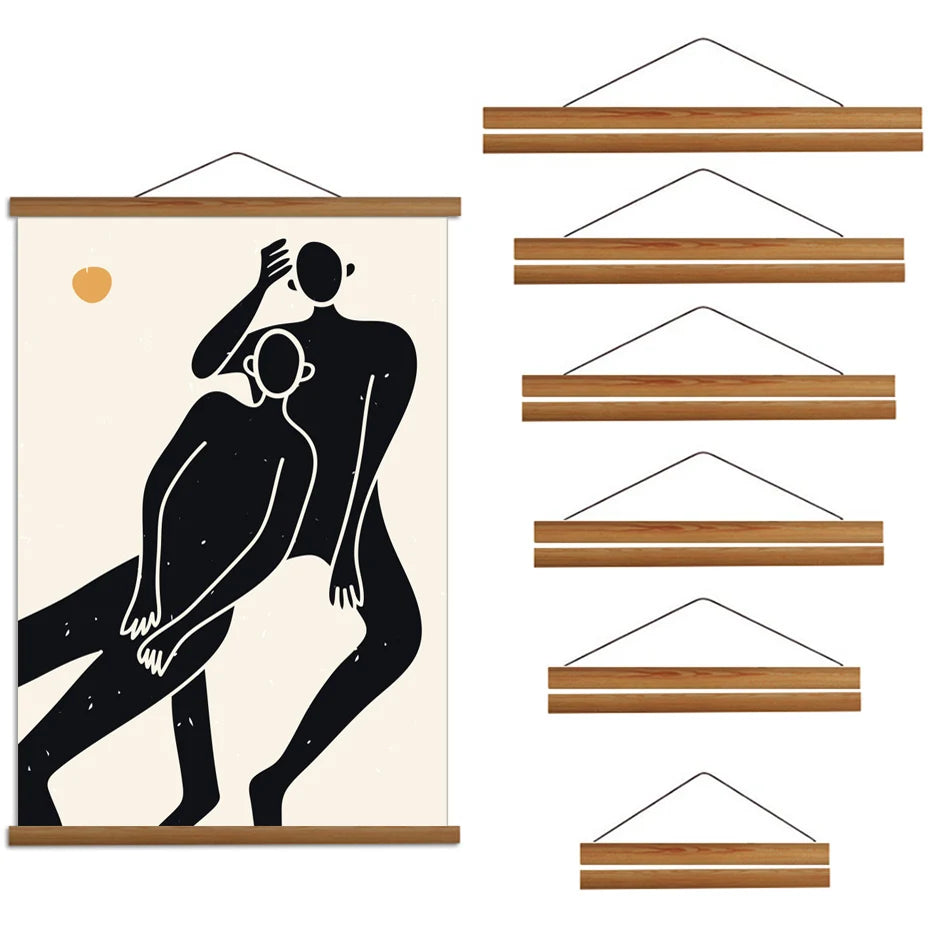 Wooden magnetic poster hanger