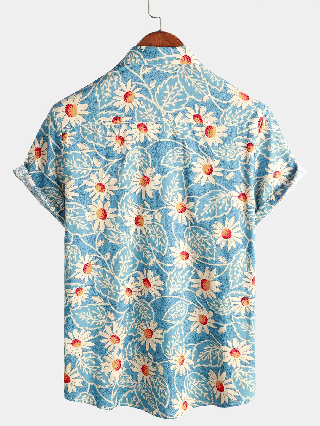Button Down Blue Short Sleeve Floral Shirt
