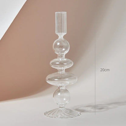 Clear glass Nordic candle holder with candlelight