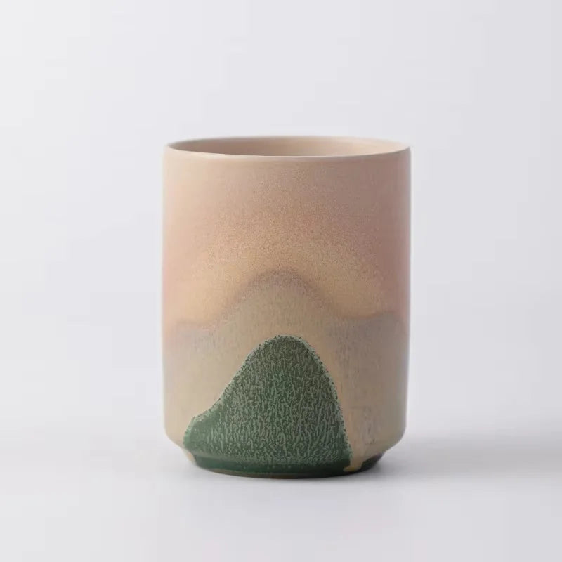 Japanese-style kiln-glazed stoneware coffee mug