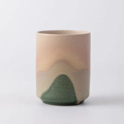 Japanese-style kiln-glazed stoneware coffee mug