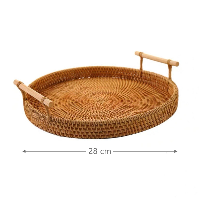 Round Rattan Serving Tray