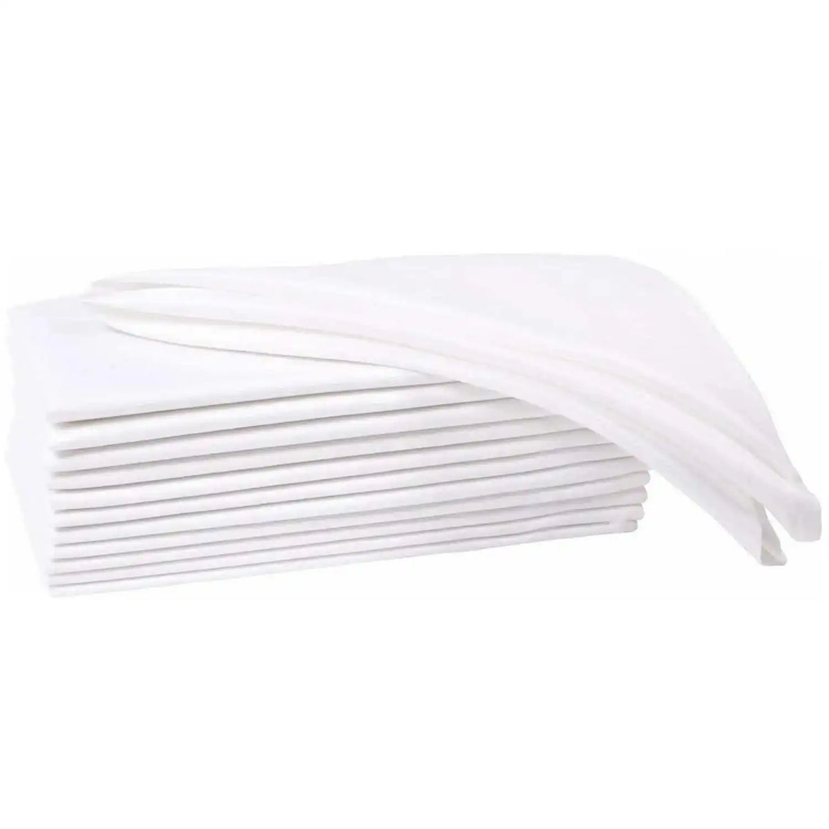 Set of six natural cloth dinner napkins on a table