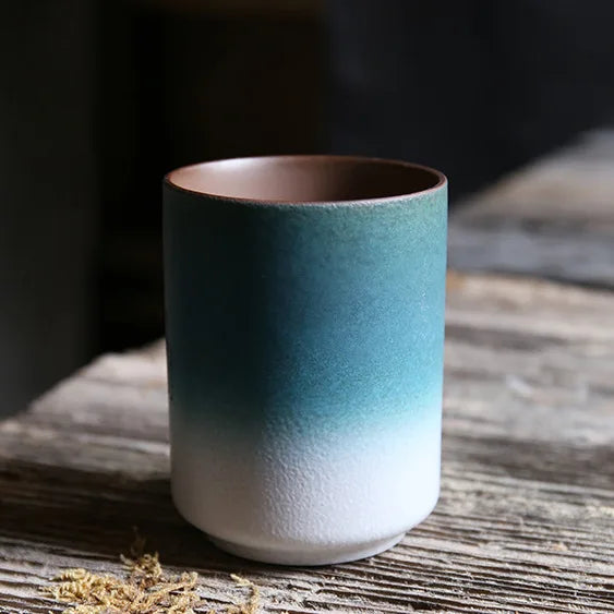 Japanese-style kiln-glazed stoneware coffee mug