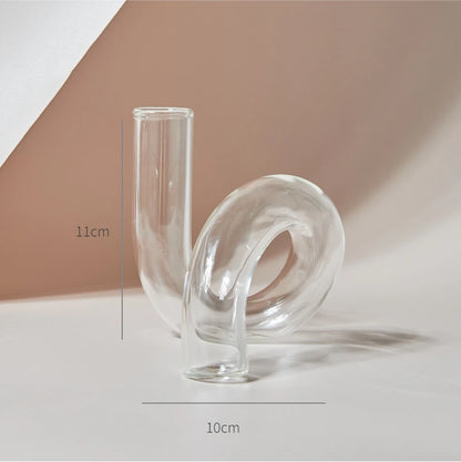 Clear glass Nordic candle holder with candlelight