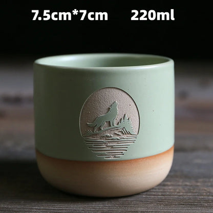 Japanese-style kiln-glazed stoneware coffee mug