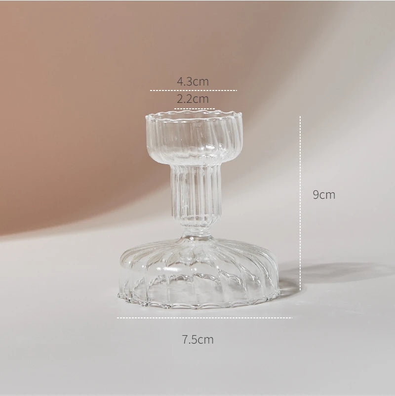 Clear glass Nordic candle holder with candlelight