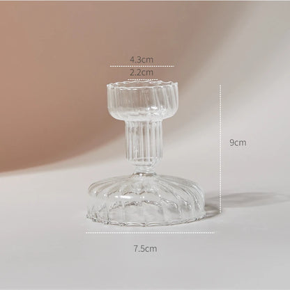 Clear glass Nordic candle holder with candlelight