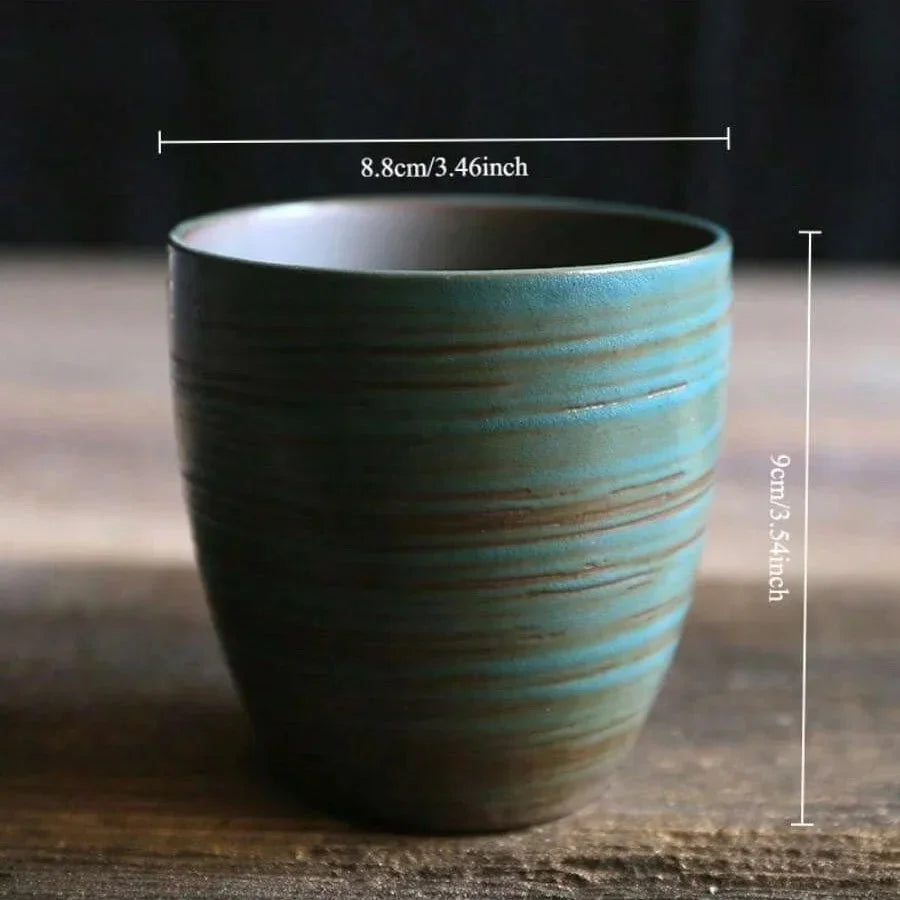Japanese-style kiln-glazed stoneware coffee mug