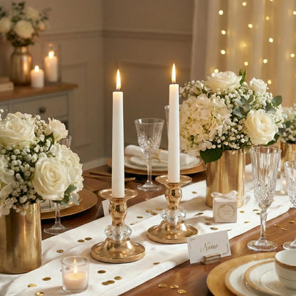 Pair of gold-tone metal taper candle holders