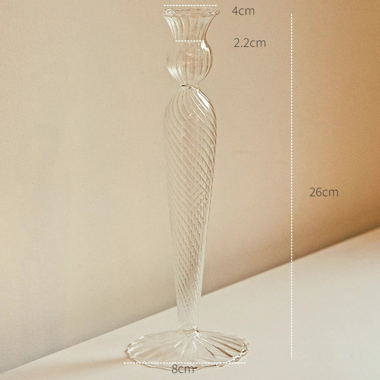 Clear glass Nordic candle holder with candlelight