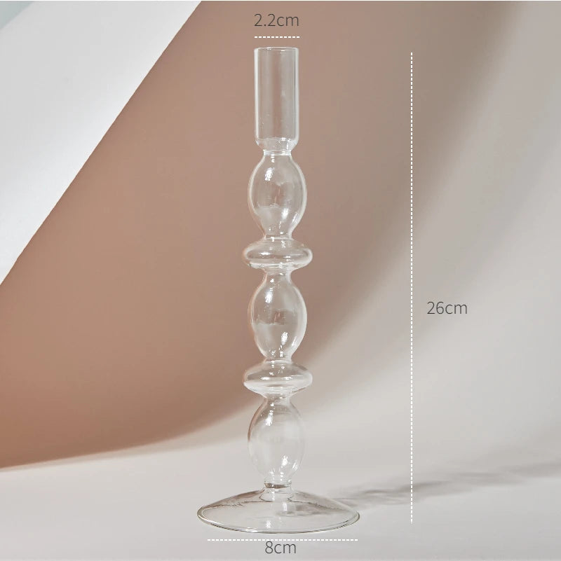 Clear glass Nordic candle holder with candlelight