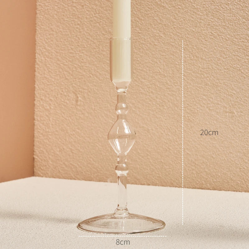 Clear glass Nordic candle holder with candlelight