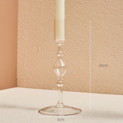 Clear glass Nordic candle holder with candlelight