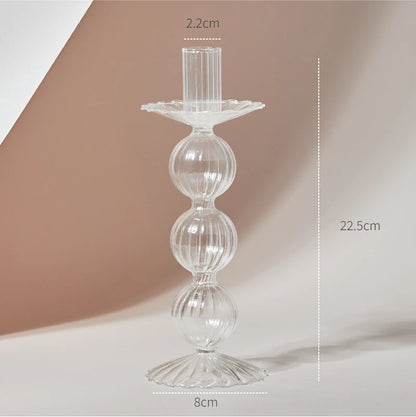 Clear glass Nordic candle holder with candlelight