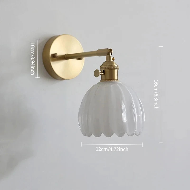 Vintage Green Tulip Glass Wall Lamp