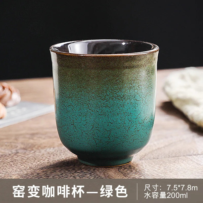 Japanese-style kiln-glazed stoneware coffee mug