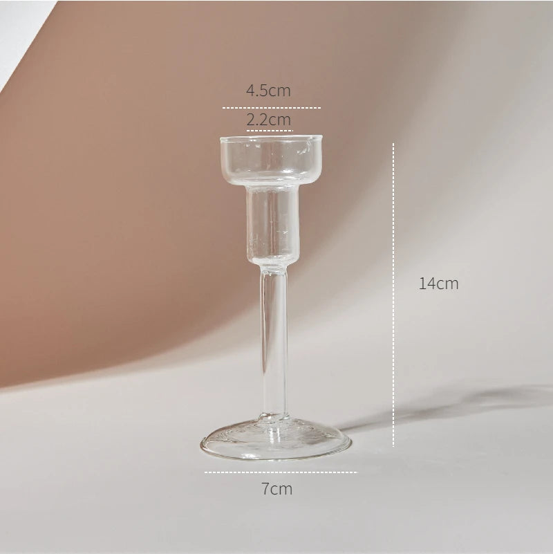 Clear glass Nordic candle holder with candlelight