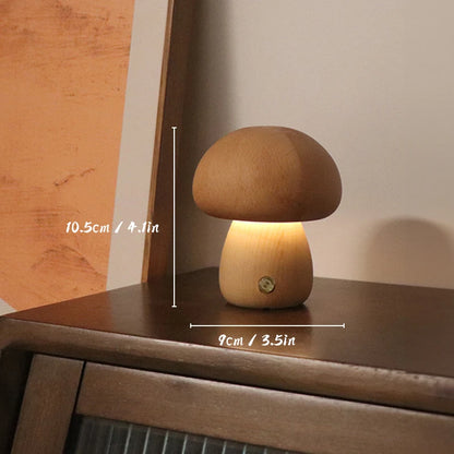 Wooden mushroom night light in walnut and beech