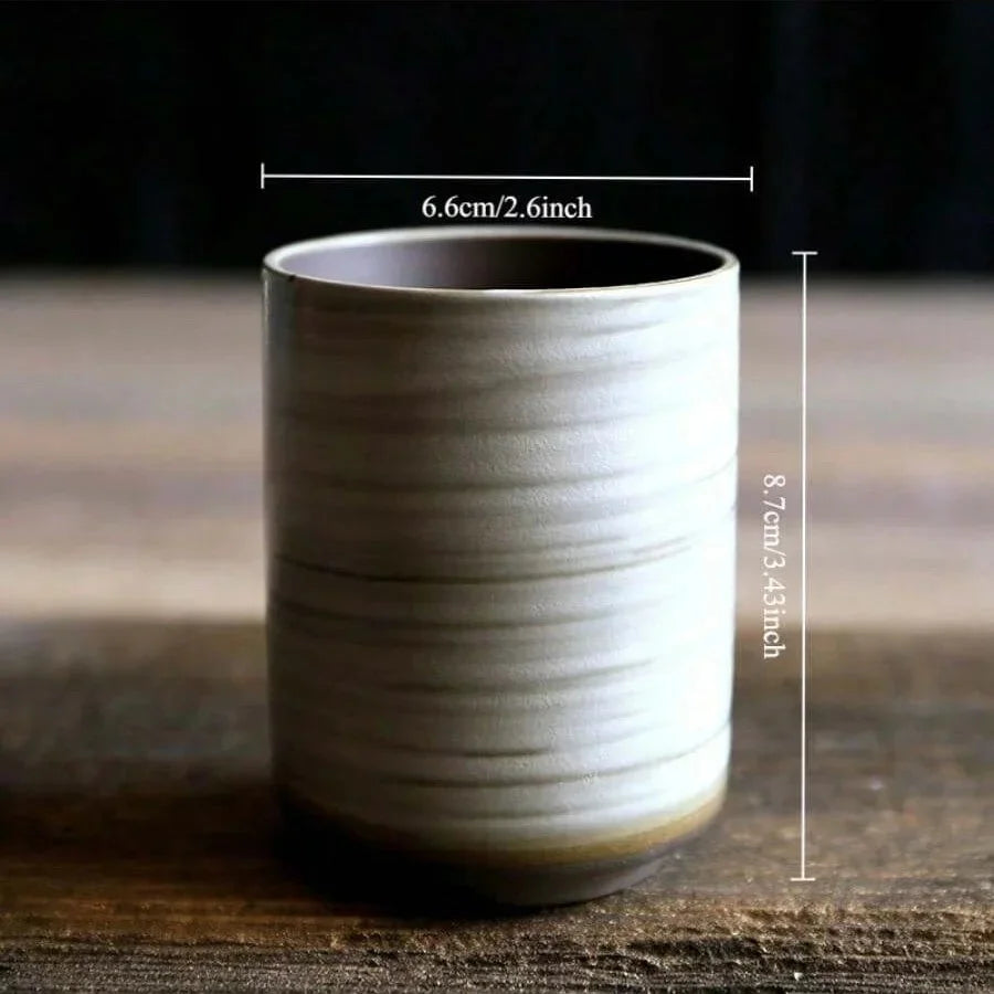 Japanese-style kiln-glazed stoneware coffee mug