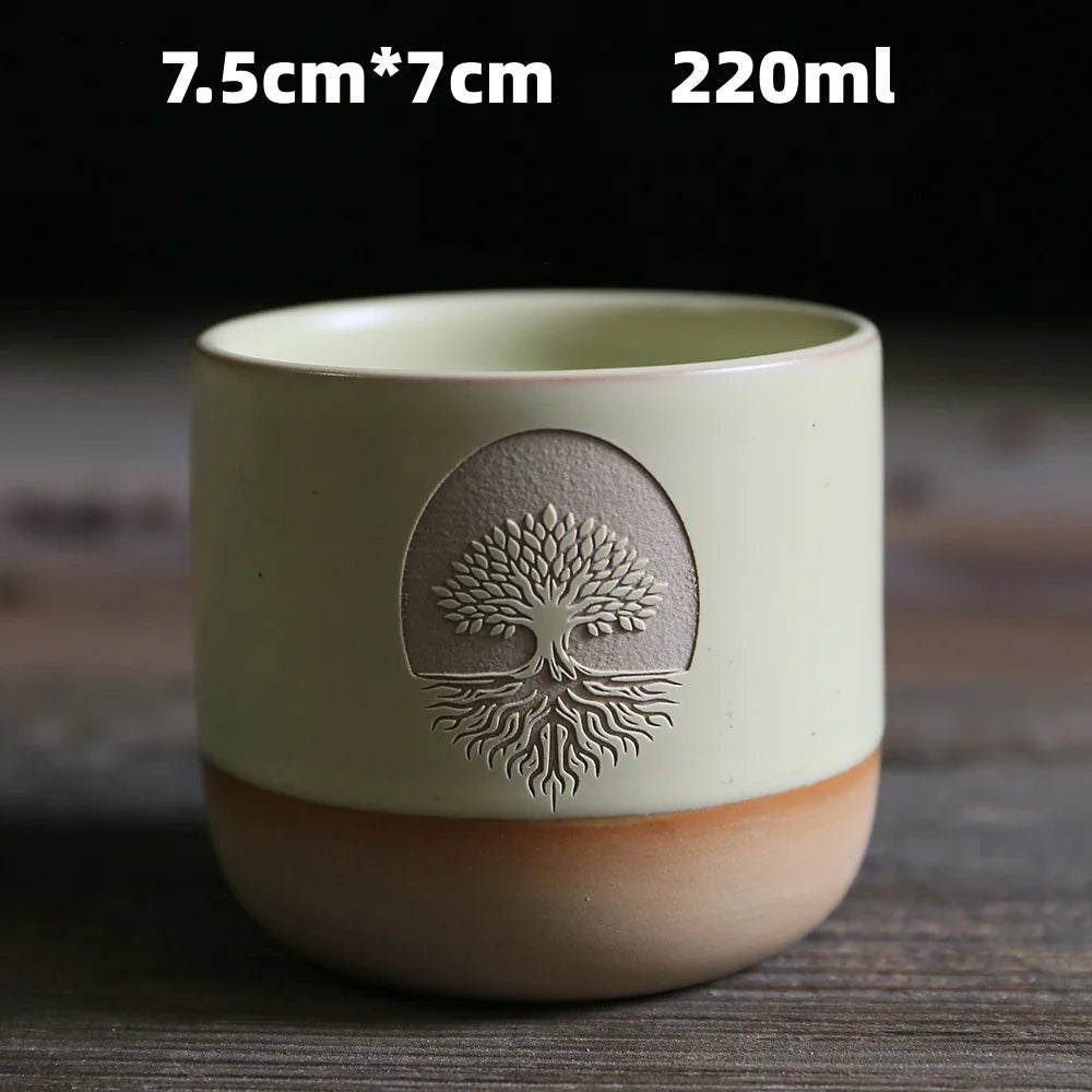 Japanese-style kiln-glazed stoneware coffee mug
