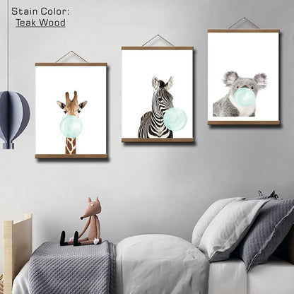 Wooden magnetic poster hanger