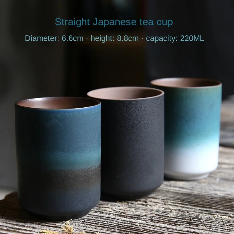 Japanese-style kiln-glazed stoneware coffee mug