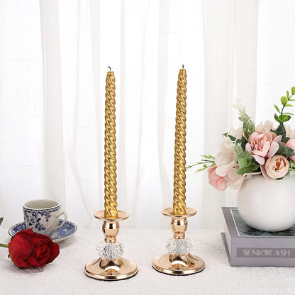 Pair of gold-tone metal taper candle holders