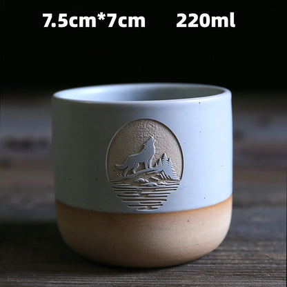 Japanese-style kiln-glazed stoneware coffee mug
