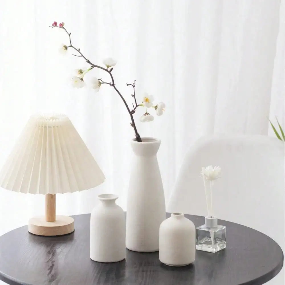Bohemian ceramic vase set of three on a shelf