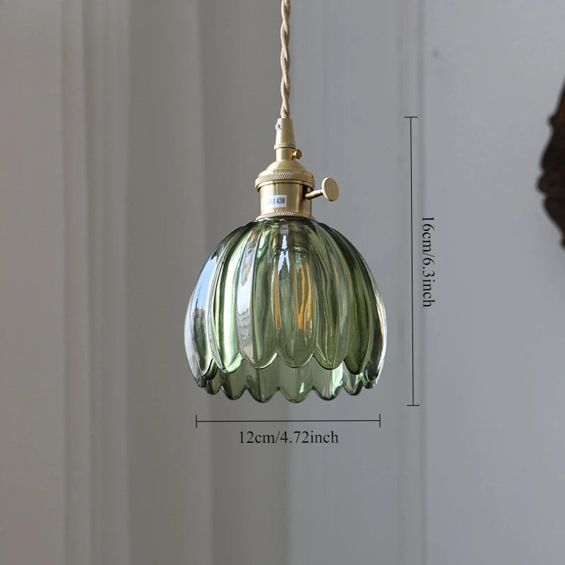 Vintage Green Tulip Glass Wall Lamp