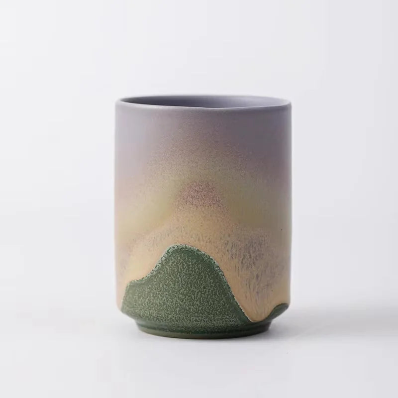 Japanese-style kiln-glazed stoneware coffee mug