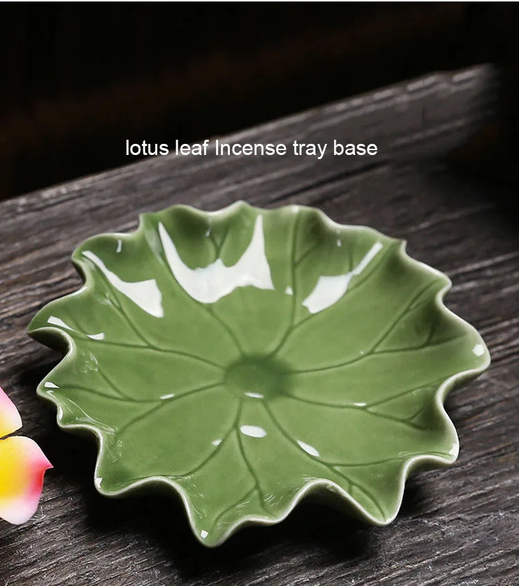 Ceramic incense tray with lotus flower design