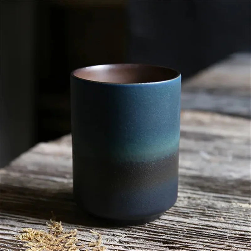 Japanese-style kiln-glazed stoneware coffee mug