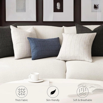 Boho check cushion cover on a sofa