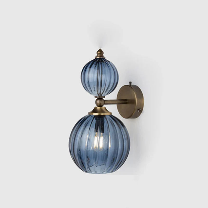 Vintage Glass Globe Wall Sconce – Colored Stained Glass Light