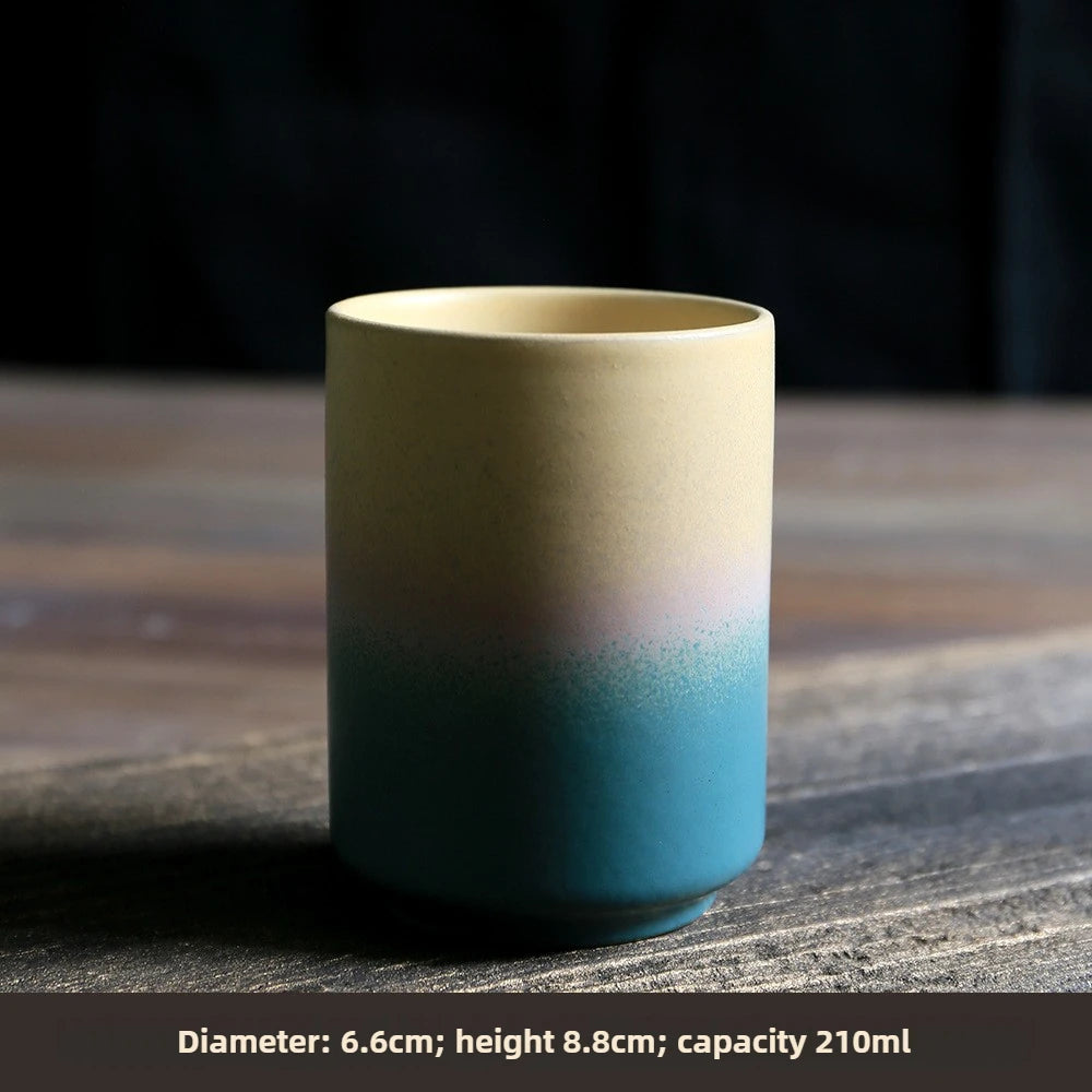 Japanese-style kiln-glazed stoneware coffee mug