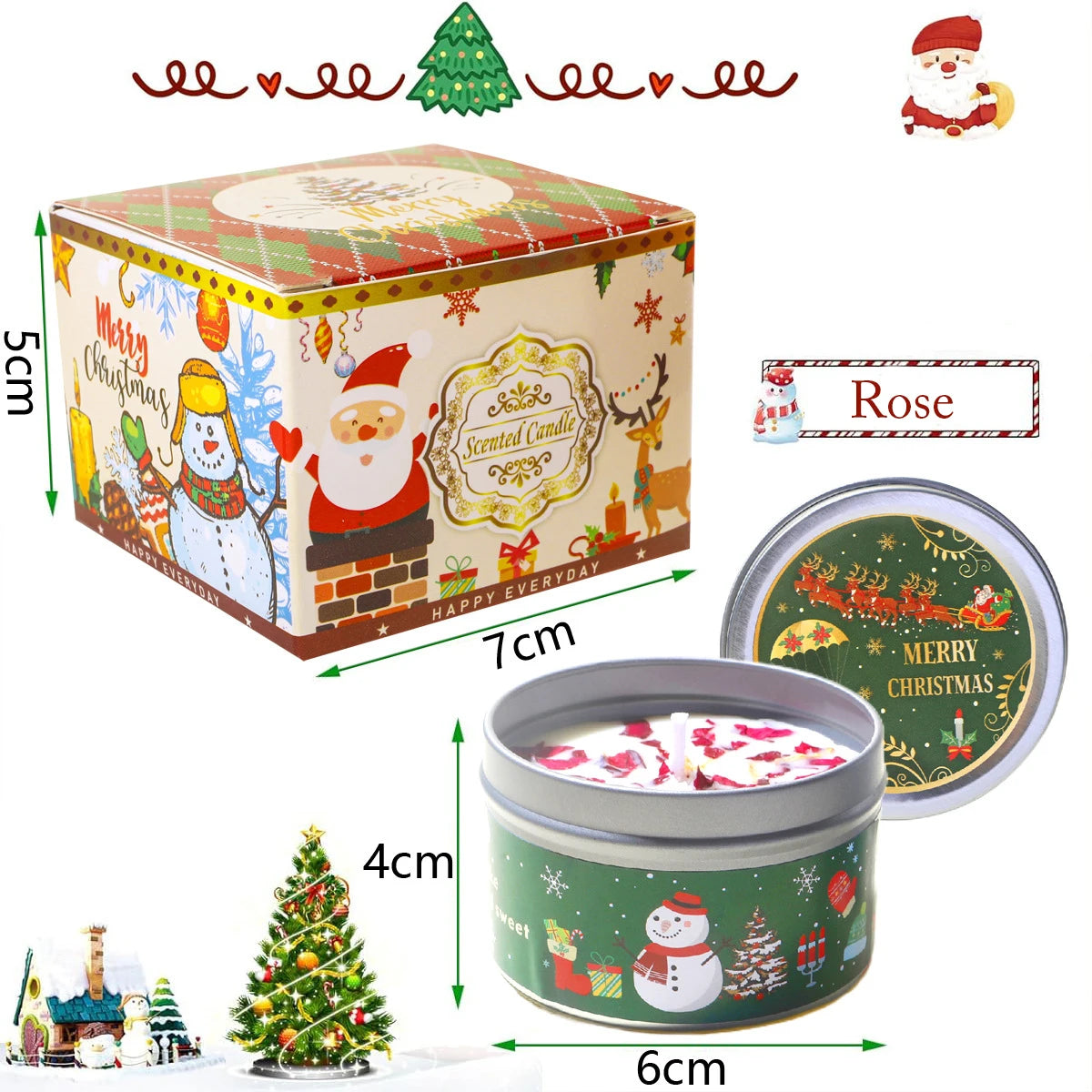 Christmas scented soy candle jars with dried flowers
