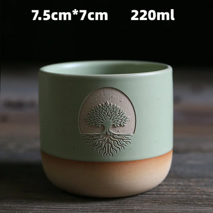 Japanese-style kiln-glazed stoneware coffee mug
