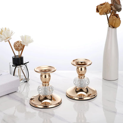 Pair of gold-tone metal taper candle holders