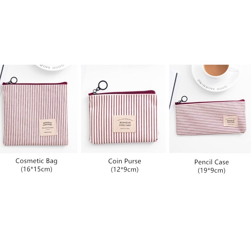 Striped Canvas Pencil Case