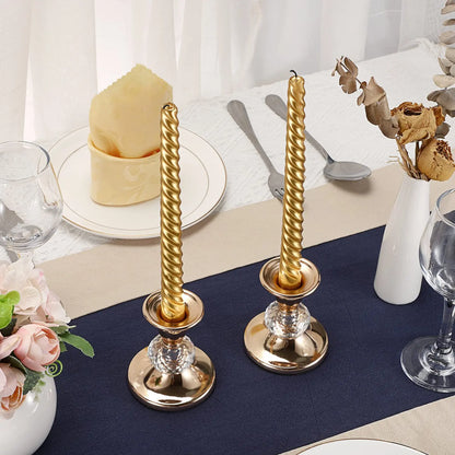 Pair of gold-tone metal taper candle holders
