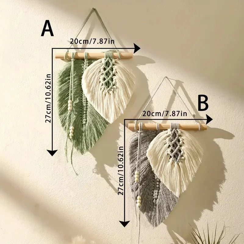 Handmade macrame leaf wall hanging